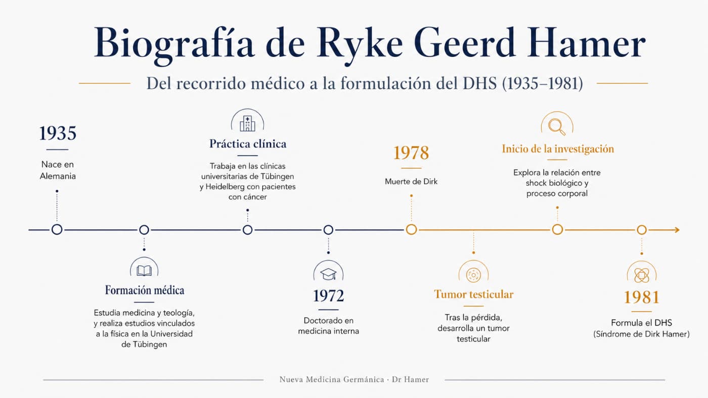 Línea cronológica de la biografía de Ryke Geerd Hamer y su relación con la Nueva Medicina Germánica Dr Hamer